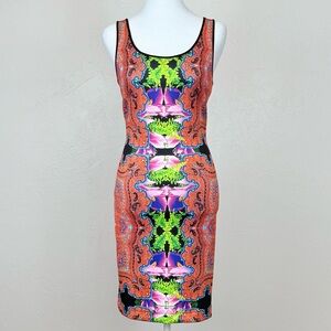 Clover Canyon Orchid Trip Print Neoprene Sleeveless Tank Scuba Dress Size S